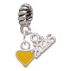 Silver Plated Mini Two Sided Yellow Heart - Silver Plated Twist Rope Bead Charm Dangle with Mini Year 2026: Year to Remember Jewelry Gift - Celebrations