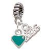 Silver Plated Mini Two Sided Teal Heart - Silver Plated Twist Rope Bead Charm Dangle with Mini Year 2026: Year to Remember Jewelry Gift - Celebrations
