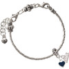 Silver Plated Mini Two Sided Blue Heart - Silver Plated Twist Rope Bead Charm Dangle with Mini Year 2026 on a large hole bead bracelet Jewelry Ideas and Examples