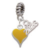 Silver Plated Small Long Yellow Heart - Silver Plated Twist Rope Bead Charm Dangle with Mini Year 2026: Year to Remember Jewelry Gift - Celebrations
