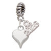 Silver Plated Small Long White Heart - Silver Plated Twist Rope Bead Charm Dangle with Mini Year 2026: Year to Remember Jewelry Gift - Celebrations