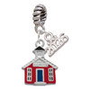 Silver Plated Red School House - Silver Plated Twist Rope Bead Charm Dangle with Mini Year 2026: Year to Remember Jewelry Gift - Celebrations