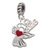 Silver Plated Lined Angel with Red Heart - Silver Plated Twist Rope Bead Charm Dangle with Mini Year 2026: Year to Remember Jewelry Gift - Celebrations