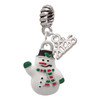 Silver Plated White Enamel Snowman - Silver Plated Twist Rope Bead Charm Dangle with Mini Year 2026: Year to Remember Jewelry Gift - Celebrations