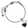 Silver Plated Black Heart with Beaded Border - Silver Plated Twist Rope Bead Charm Dangle with Mini Year 2026 on a large hole bead bracelet Jewelry Ideas and Examples