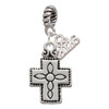 Silver Plated Large Southwestern Antiqued Cross - Silver Plated Twist Rope Bead Charm Dangle with Mini Year 2026: Year to Remember Jewelry Gift - Celebrations