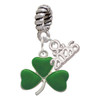 Silver Plated Green Three Leaf Clover - Shamrock - Silver Plated Twist Rope Bead Charm Dangle with Mini Year 2026: Year to Remember Jewelry Gift - Celebrations