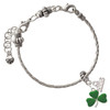 Silver Plated Green Three Leaf Clover - Shamrock - Silver Plated Twist Rope Bead Charm Dangle with Mini Year 2026 on a large hole bead bracelet Jewelry Ideas and Examples