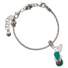 Silver Plated Tropical Blue Flip Flop with Pink Star - Silver Plated Twist Rope Bead Charm Dangle with Mini Year 2026 on a large hole bead bracelet Jewelry Ideas and Examples