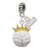 Silver Plated Volleyball - Crown - Silver Plated Twist Rope Bead Charm Dangle with Mini Year 2026: Year to Remember Jewelry Gift - Celebrations