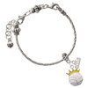 Silver Plated Volleyball - Crown - Silver Plated Twist Rope Bead Charm Dangle with Mini Year 2026 on a large hole bead bracelet Jewelry Ideas and Examples