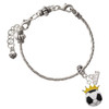 Silver Plated Soccer ball - Crown - Silver Plated Twist Rope Bead Charm Dangle with Mini Year 2026 on a large hole bead bracelet Jewelry Ideas and Examples