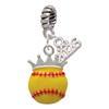 Silver Plated Softball optic yellow - Crown - Silver Plated Twist Rope Bead Charm Dangle with Mini Year 2026: Year to Remember Jewelry Gift - Celebrations