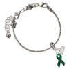 Silver Plated Green Ribbon - Silver Plated Twist Rope Bead Charm Dangle with Mini Year 2026 on a large hole bead bracelet Jewelry Ideas and Examples