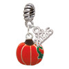 Silver Plated Small Pumpkin With Lines - Silver Plated Twist Rope Bead Charm Dangle with Mini Year 2026: Year to Remember Jewelry Gift - Celebrations