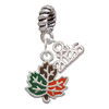 Silver Plated Small Enamel Fall Leaf - Silver Plated Twist Rope Bead Charm Dangle with Mini Year 2026: Year to Remember Jewelry Gift - Celebrations