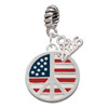 Silver Plated Large Peace Sign with USA Flag - Silver Plated Twist Rope Bead Charm Dangle with Mini Year 2026: Year to Remember Jewelry Gift - Celebrations
