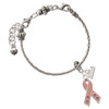 Silver Plated Large Pink Ribbon with Crystals - Silver Plated Twist Rope Bead Charm Dangle with Mini Year 2026 on a large hole bead bracelet Jewelry Ideas and Examples