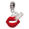 Silver Plated Red Lips - Silver Plated Twist Rope Bead Charm Dangle with Mini Year 2026: Year to Remember Jewelry Gift - Celebrations