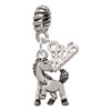 Silver Plated Small Mustang - Mascot - Silver Plated Twist Rope Bead Charm Dangle with Mini Year 2026: Year to Remember Jewelry Gift - Celebrations