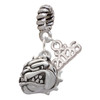 Silver Plated Small Bulldog - Mascot - Silver Plated Twist Rope Bead Charm Dangle with Mini Year 2026: Year to Remember Jewelry Gift - Celebrations