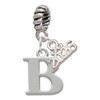 Silver Plated Large Initial - B - Silver Plated Twist Rope Bead Charm Dangle with Mini Year 2026: Year to Remember Jewelry Gift - Celebrations