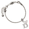 Silver Plated Large Initial - D - Silver Plated Twist Rope Bead Charm Dangle with Mini Year 2026 on a large hole bead bracelet Jewelry Ideas and Examples