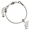 Silver Plated Large Initial - F - Silver Plated Twist Rope Bead Charm Dangle with Mini Year 2026 on a large hole bead bracelet Jewelry Ideas and Examples
