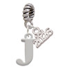 Silver Plated Large Initial - J - Silver Plated Twist Rope Bead Charm Dangle with Mini Year 2026: Year to Remember Jewelry Gift - Celebrations
