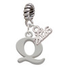 Silver Plated Large Initial - Q - Silver Plated Twist Rope Bead Charm Dangle with Mini Year 2026: Year to Remember Jewelry Gift - Celebrations