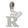 Silver Plated Large Initial - R - Silver Plated Twist Rope Bead Charm Dangle with Mini Year 2026: Year to Remember Jewelry Gift - Celebrations