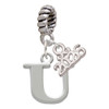 Silver Plated Large Initial - U - Silver Plated Twist Rope Bead Charm Dangle with Mini Year 2026: Year to Remember Jewelry Gift - Celebrations