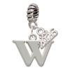Silver Plated Large Initial - W - Silver Plated Twist Rope Bead Charm Dangle with Mini Year 2026: Year to Remember Jewelry Gift - Celebrations