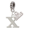 Silver Plated Large Initial - X - Silver Plated Twist Rope Bead Charm Dangle with Mini Year 2026: Year to Remember Jewelry Gift - Celebrations