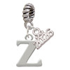 Silver Plated Large Initial - Z - Silver Plated Twist Rope Bead Charm Dangle with Mini Year 2026: Year to Remember Jewelry Gift - Celebrations