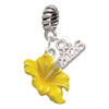 Silver Plated Yellow Hibiscus Flower - Silver Plated Twist Rope Bead Charm Dangle with Mini Year 2026: Year to Remember Jewelry Gift - Celebrations