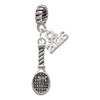 Silver Plated Tennis Racquet - Silver Plated Twist Rope Bead Charm Dangle with Mini Year 2026: Year to Remember Jewelry Gift - Celebrations