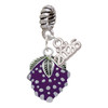 Silver Plated Purple Grapes - Silver Plated Twist Rope Bead Charm Dangle with Mini Year 2026: Year to Remember Jewelry Gift - Celebrations