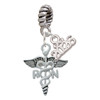 Silver Plated Nurse Caduceus - RN - Silver Plated Twist Rope Bead Charm Dangle with Mini Year 2026: Year to Remember Jewelry Gift - Celebrations