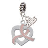 Silver Plated Heart Outline Looping Pink Ribbon - Silver Plated Twist Rope Bead Charm Dangle with Mini Year 2026: Year to Remember Jewelry Gift - Celebrations
