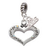 Silver Plated Heart with 3 AB Crystals - Courage Strength Wisdom - Silver Plated Twist Rope Bead Charm Dangle with Mini Year 2026: Year to Remember Jewelry Gift - Celebrations