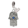 Silver Plated Hamsa Hand with Blue Crystal - Silver Plated Twist Rope Bead Charm Dangle with Mini Year 2026: Year to Remember Jewelry Gift - Celebrations