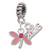 Silver Plated Pink Dragonfly with Crystal - Silver Plated Twist Rope Bead Charm Dangle with Mini Year 2026: Year to Remember Jewelry Gift - Celebrations