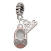 Silver Plated Pink Enamel Baby Shoe with Bow - Silver Plated Twist Rope Bead Charm Dangle with Mini Year 2026: Year to Remember Jewelry Gift - Celebrations