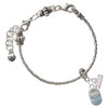Silver Plated Light Blue Baby Shoe with Crystal Strap - Silver Plated Twist Rope Bead Charm Dangle with Mini Year 2026 on a large hole bead bracelet Jewelry Ideas and Examples