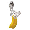 Silver Plated 3-D Yellow Enamel Bananas - Silver Plated Twist Rope Bead Charm Dangle with Mini Year 2026: Year to Remember Jewelry Gift - Celebrations