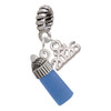 Silver Plated 3-D Blue Baby Bottle - Silver Plated Twist Rope Bead Charm Dangle with Mini Year 2026: Year to Remember Jewelry Gift - Celebrations