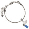 Silver Plated 3-D Blue Baby Bottle - Silver Plated Twist Rope Bead Charm Dangle with Mini Year 2026 on a large hole bead bracelet Jewelry Ideas and Examples