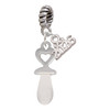 Silver Plated 3-D Clear Frosted Baby Pacifier - Silver Plated Twist Rope Bead Charm Dangle with Mini Year 2026: Year to Remember Jewelry Gift - Celebrations