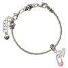 Silver Plated Pink Baby Safety Pin - Silver Plated Twist Rope Bead Charm Dangle with Mini Year 2026 on a large hole bead bracelet Jewelry Ideas and Examples